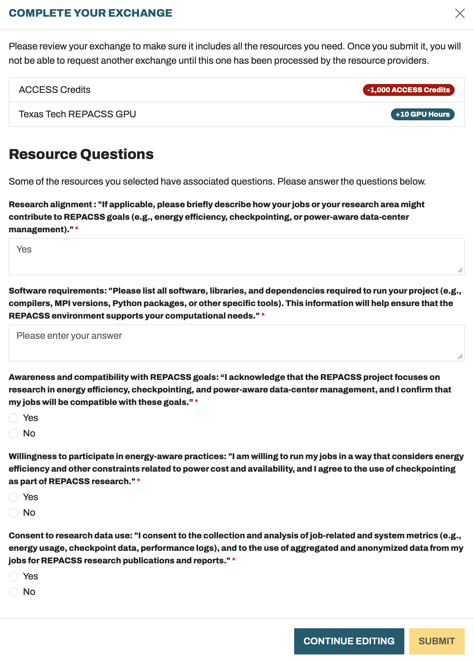 Resource Questions - REPACSS research alignment
